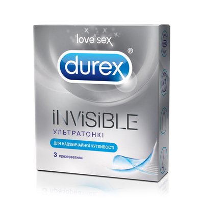 Презервативи латексні з силіконовою змазкою Durex Іnvisible (ультратонкі) З шт.(5052197049589) VZВ00141707NF фото