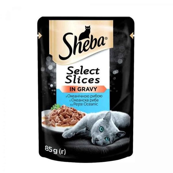 Влажный корм Sheba Black&Gold Select Slices с океанической рыбой для кошек кусочки в соусе 85 г (4770608257187) VZ000078520F фото