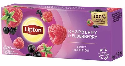 Чай Lipton Raspberry Elderberry фруктовий 20 пакетиків (8720608014064) VZ000075907F фото