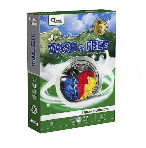 Стиральный порошок Wash&Free для ручной стирки Горная свежесть 400 г (4262396143334) VZВ00307280NF фото