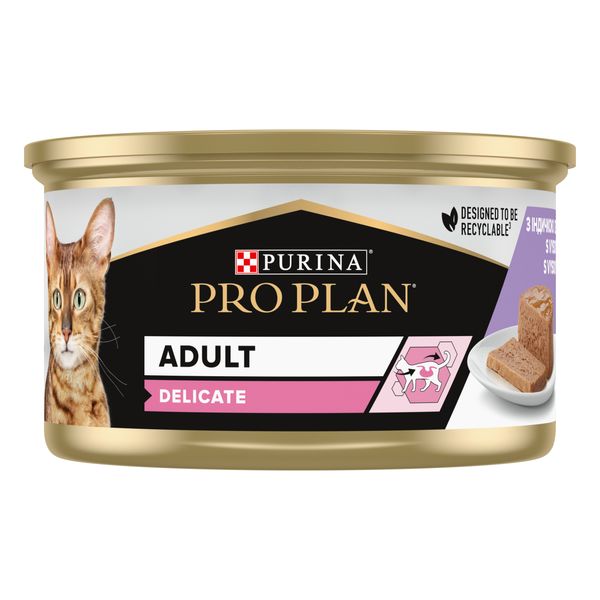 Влажный корм Purina Pro Plan Delicate Паштет для кошек с чувствительным пищеварением с индейкой 85 г ( 8445290173317) VZ000077122F фото