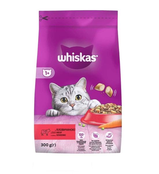 Сухой корм Whiskas для кошек с говядиной 300 г (5998749144114) VZ000076218F фото