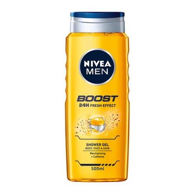 Гель для душу Nivea Men Boost 3в1 для тіла обличчя волосся з кофеїном 500 мл (4005900830784) VZВ00280128NF фото