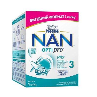 Cуміш молочна суха NAN 3 Optipro з олігосахаридом 2´FL для дітей від 12 місяців 1 кг (8445291127296) VZВ00312828NF фото