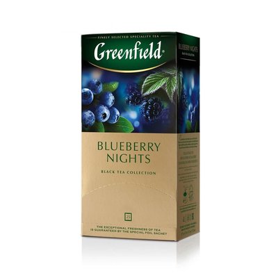 Чай Greenfield Blueberry Nights Зелений ягідний чай пакетований 25 х 1.5 г (4823096806020) VZ000025871F фото
