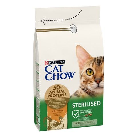 Сухой корм CAT CHOW Sterilised для взрослых кошек после стерилизации, с индейкой 1.5 кг (7613287329516) VZ000071461F фото