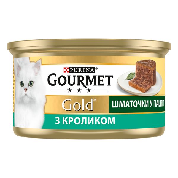 Влажный корм для кошек Purina Gourmet Gold с кроликом, кусочки в паштет 85 г. (7613033706271) VZ000076569F фото