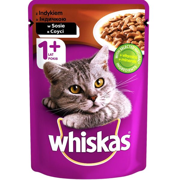 Влажный корм для кошек Whiskas с индейкой в соусе 100 г. (4770608253165) VZ000029146F фото