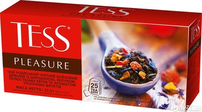 Чай TESS Pleasure Чорний шипшиною, яблуком, пелюстками квітів пакетований 25 x 1.5 г (4823096801841) VZ000024111F фото