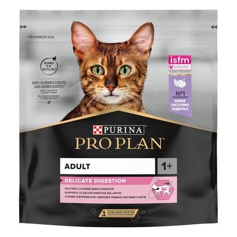 Сухой корм для кошек Purina Pro Plan Adult 1+ Delicate Digestion с чувствительным пищеварением, индейка 400 г (7613033568671) VZ000029928F фото