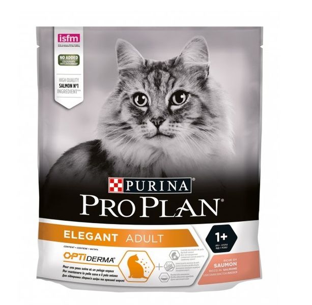 Сухой корм Pro Plan Elegant Adult 1+ для взрослых кошек с чувствительной кожей, с лососем 400 г (7613036544962) VZ000076785F фото