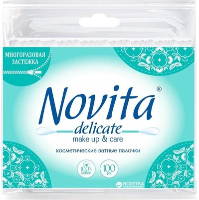 Упаковка ватных палочек Novita Delicate 100 шт (4823071615906) VZВ00142985NF фото