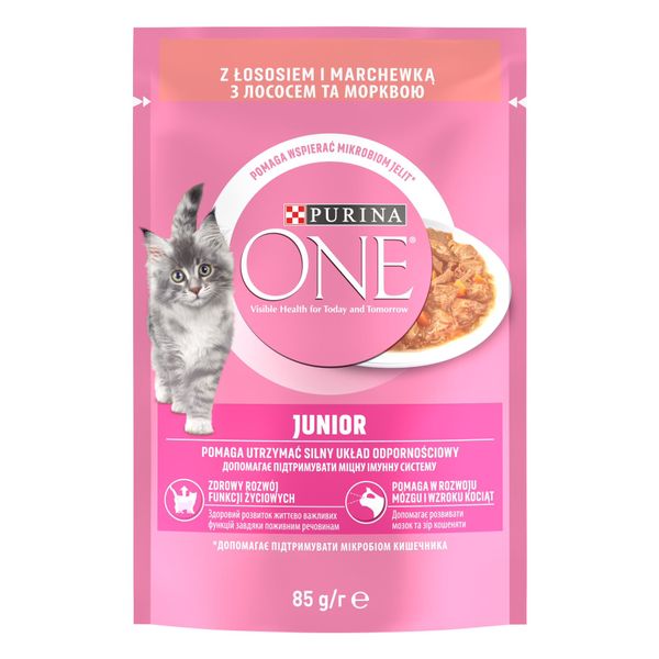 Влажный корм Purina One Junior для котят с лососем и морковью 85 г.(7613038224466) VZ000074411F фото