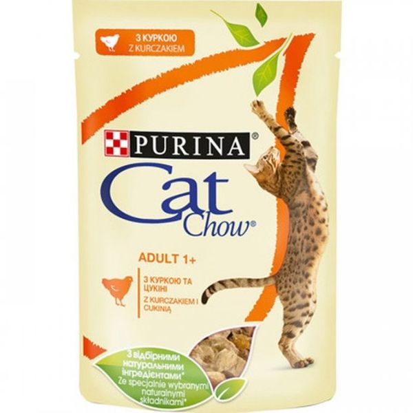 Влажный корм Purina Cat Chow Adult для кошек с курицей и кабачками 85 г (7613036595049) VZ000070719F фото