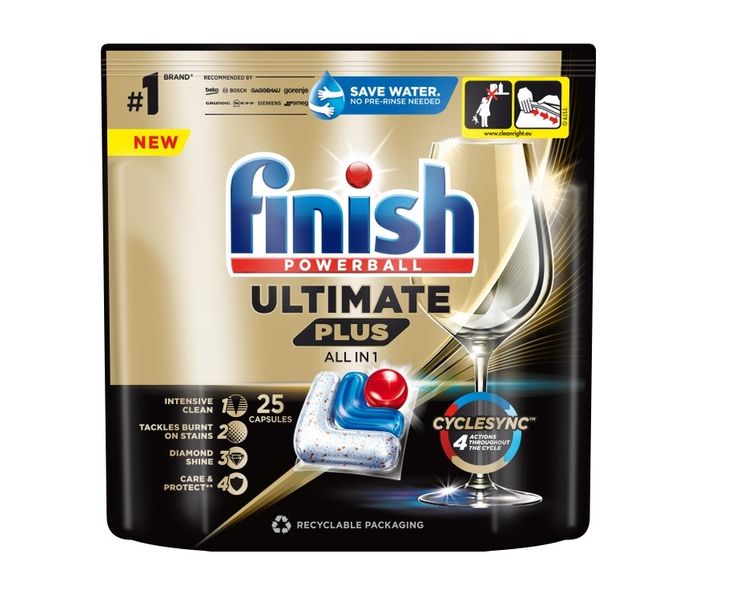 Капсулы для мытья посуды в посудомоечных машинах Finish Ultimate Plus All in 1 25 шт (5908252010721) VZВ00309426NF фото