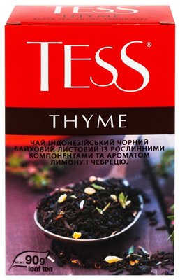 Чай TESS Thyme Чорний з цедрою лимона, апельсина та чебрецем листовий 90 г (4823096800622) VZ000025005F фото