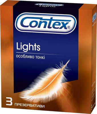 Презервативи латексні з силіконовою змазкою Contex Lights (особливо тонкі) 3 шт.(5060040300114) VZВ00141692NF фото