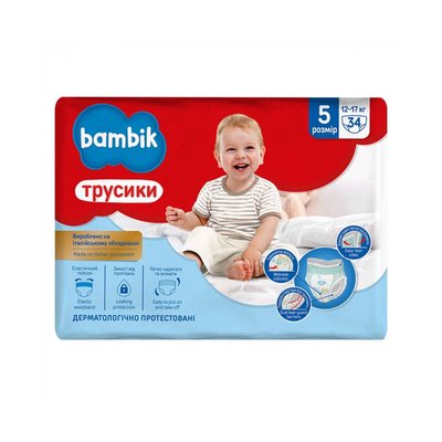 Підгузки-трусики Bambik дитячі одноразові 5 , 12-17кг, 34шт (4823071652543) VZВ00292825NF фото