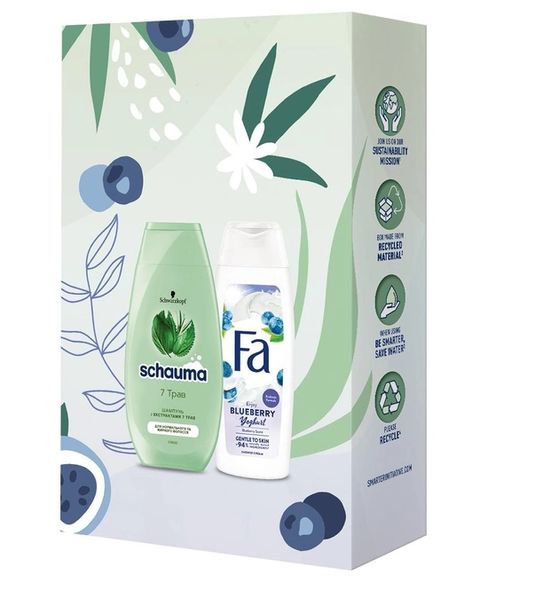 Набор Herbal & Blueberry Шампунь Schauma 7 трав 250 мл + Крем-гель для душа Fa Yoghurt Аромат Черника 250 мл (9000101731262) VZВ00308161NF фото