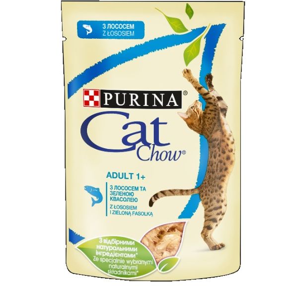 Влажный корм Purina Cat Chow Adult для кошек лосось и зеленый горошек в желе 85г для взрослых кошек (7613036595063) VZ000070721F фото