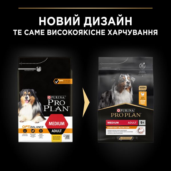 Сухой корм PRO PLAN Medium Adult 1+ Everyday Nutrion для взрослых собак средних пород, с курицей 3 кг (7613035114807) VZ000029953F фото