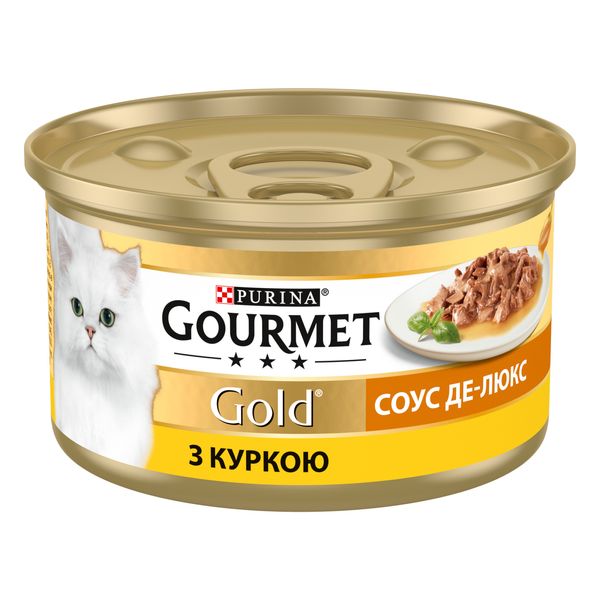 Влажный корм Purina Gourmet Соус Де-Люкс для кошек Кусочки в соусе с курицей 85 г. (7613036705103) VZ000076580F фото