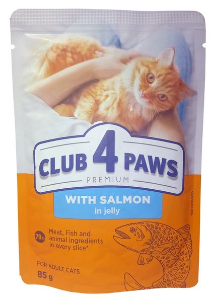 Влажный корм Club 4 Paws Premium для кошек Лосось в желе 85 г (4820215369015) VZ000075971F фото