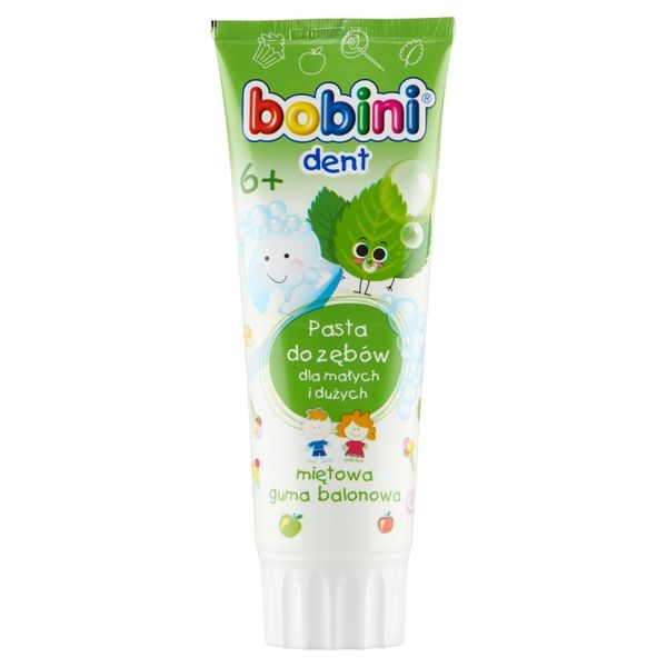 Зубная паста Bobini Kids от 6 лет Mint Bubble Gum 75 мл (4013356249456) VZ000062317F фото