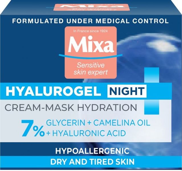 Крем-маска Mixa Hydrating Hyalurogel Night для обезвоженной чувствительной кожи лица 50 мл (3600550950694) VZВ00058398NF фото