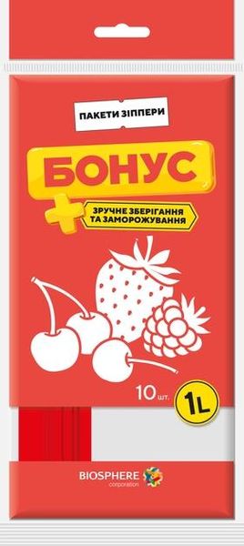 Зип-пакеты Бонус для хранения и заморозки продуктов 1 л 10 шт (4823071658712) VZВ00305135NF фото