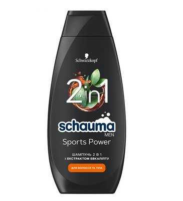 Шампунь для чоловіків Schauma Men Sports Power 2 в 1 для волосся та тіла 400 мл (9000100860246) VZВ00014971NF фото