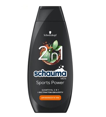 Шампунь для мужчин Schauma Men Sports Power 2 в 1 для волос и тела 400 мл (9000100860246) VZВ00014971NF фото