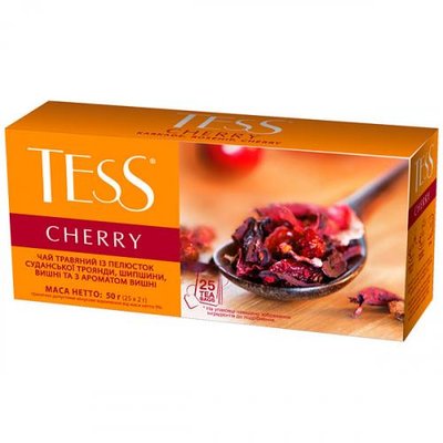 Чай TESS Cherry Трав`яний зі смаком вишні та кориці пакетований 25 x 2 г (4823096802084) VZ000025220F фото