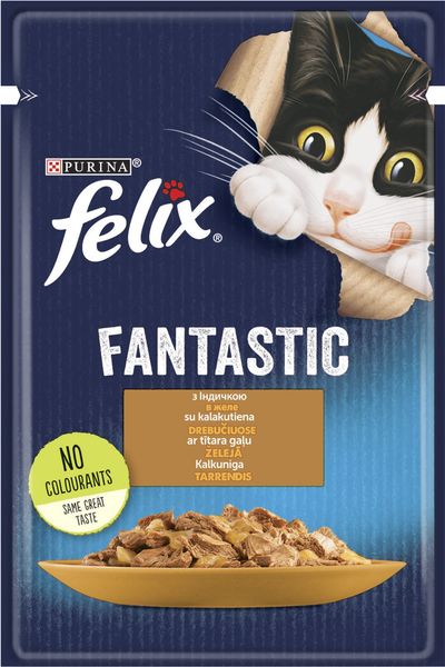 Влажный корм Felix Fantastiс для кошек с индейкой в желе 85 г (7613039832516) VZ000071583F фото