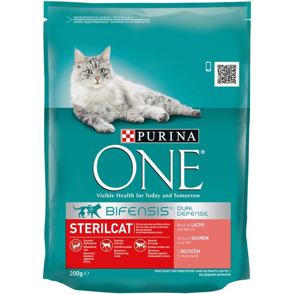 Сухой корм PURINA ONE Sterilcat для стерилизованных кошек, с лососем и пшеницей 200 г (7613034765239) VZ000069110F фото