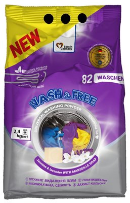 Порошок для стирки Wash&Free универсальный жасмин и лаванда с марсельским мылом 2400 г (4262396140890) VZВ00302402NF фото