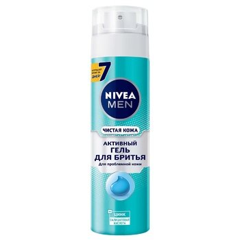 Гель для бритья Nivea Men Чистая Кожа с цинком и салициловой кислотой 200 мл (4005900673978) VZВ00279737NF фото