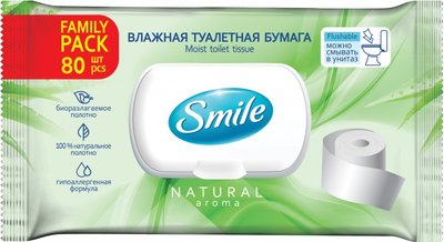 Вологий туалетний папір Smile Family для дорослих з клапаном 80 шт. (4823071642278) VZВ00188441NF фото