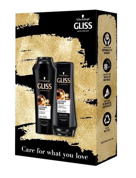 Набор Gliss Care with Ultimate Repair Укрепляющий шампунь для сильно поврежденных и сухих волос 250 мл + Бальзам 200 мл (9000101731385) VZВ00308165NF фото