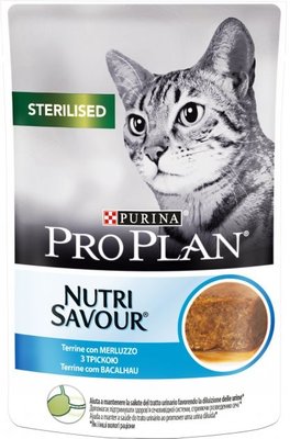 Влажный корм Purina Pro Plan Sterilised Nutrisavour для стерилизованных кошек, кусочки в паштете с треской 85 г (7613038265124) VZ000069670F фото