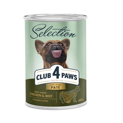 Вологий корм Club 4 Paws Selection Premium для собак Паштет з куркою та яловичиною 400 г (4820215368674) VZ000074620F фото