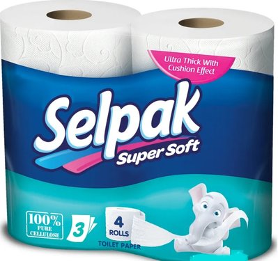 Туалетний папір Selpak тришаровий білий 4 рулони (8690530204492) VZВ00143297NF фото