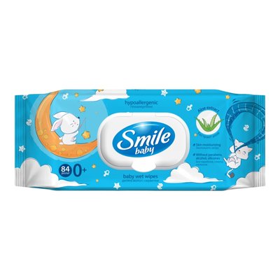 Вологі серветки Smile Baby для дітей від 0+ з екстрактом алое 84 шт. (4823071646863) VZВ00193151NF фото