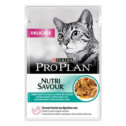 Влажный корм Purina Pro Plan Delicate NutriSavour с океанической рыбой для кошек с чувствительным пищеварением 85 г (7613287107664) VZ000073784F фото