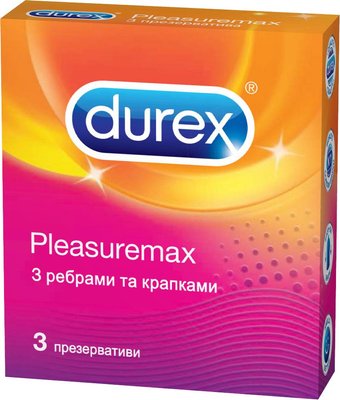 Презервативи латексні з силіконовою змазкою Durex Pleasuremax (з ребрами та крапками) З шт.(5038483203989) VZВ00143193NF фото