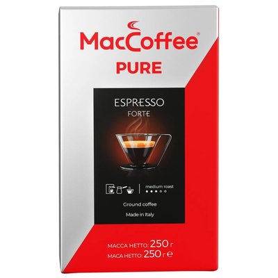Кава MacCoffee Pure Espresso Forte мелена 250г (8887290146166) VZ000071743F фото
