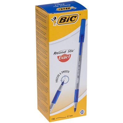 Ручка масляна Bic Round Stic, синя 20шт(3086123350571) VZВ00294242NF фото