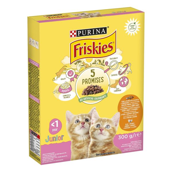 Сухой корм Purina Friskies Junior для котят, с курицей, молоком и овощами, 300 г. (7613031868360) VZ000071569F фото