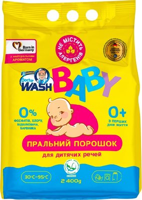 Порошок для прання Doctor Wash Baby для дитячого одягу з нейтральним ароматом 2.4 кг (4260637722027) VZВ00299541NF фото