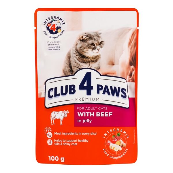 Влажный корм Club 4 Paws Premium для кошек Говядина в желе 100г (4820215364409) VZ000064959F фото